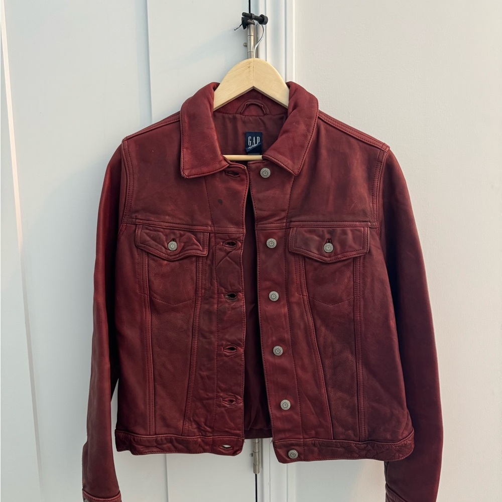GAP Women's Burgundy Leather Jacket